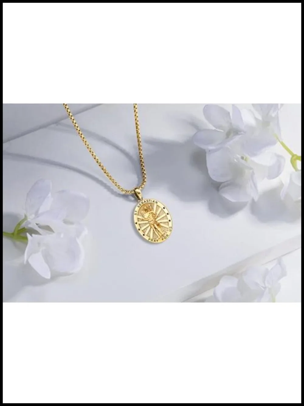 St Sebastian Medal Necklace 925 Sterling Silver Gold Plated Pendant for